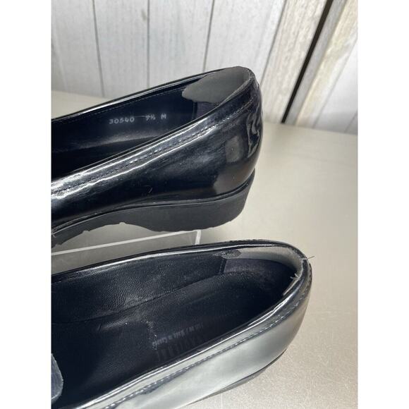 La Canadienne Halle Black Patent Leather Waterproof Penny Loafer Platform 9.5 - Picture 2 of 7